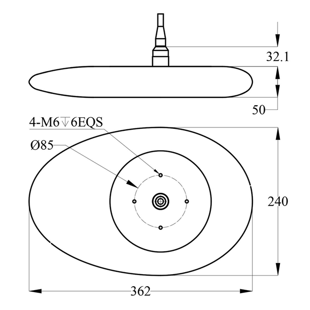 WTP110-D180-CL20 Broadband Flat Piston Transducer